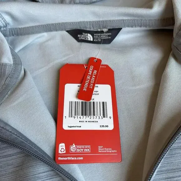 NWT The North Face Women's Size XS Cozy Slacker Full Zip Jacket Grey Heather - Picture 6 of 9